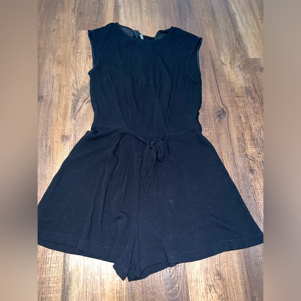 Zara Basic Collection Black Tie Front Romper - image 1